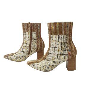 Coconuts by Matisse Ankle Boots READ Praline Brown Fabric Women Size 6.5 Boho